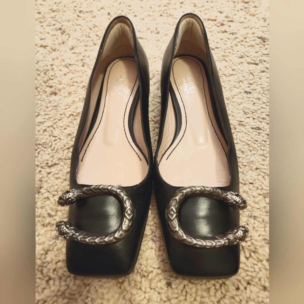 Gucci Dionysus Leather Ballet Flat Shoes 36.5